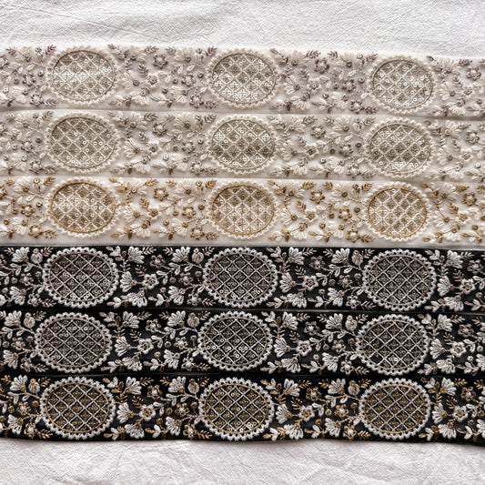 S400 インド刺繍リボン 5cm幅 チュール