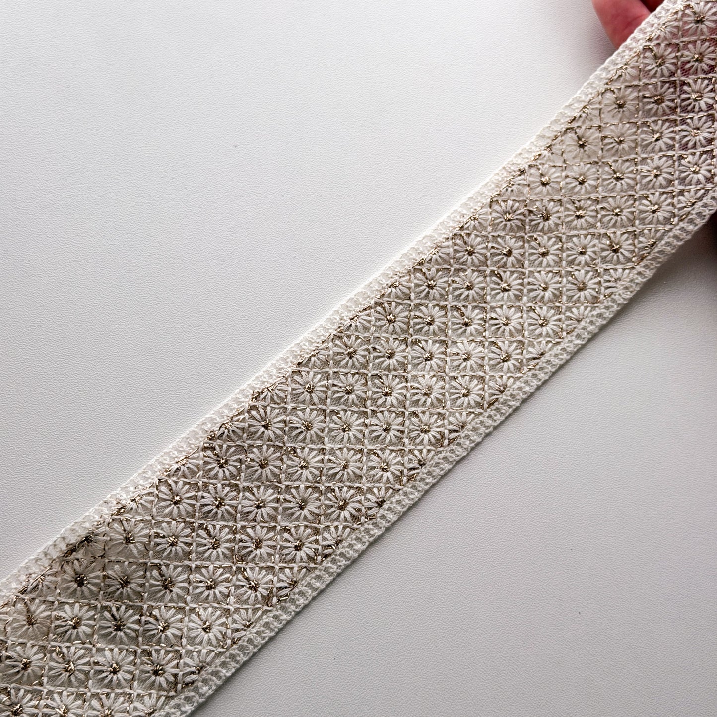 S397 インド刺繍リボン 5.5cm幅 チュール