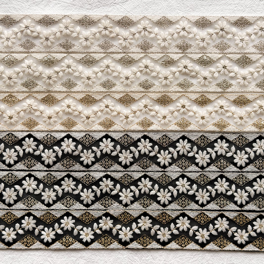 S401 インド刺繍リボン 4cm幅 チュール