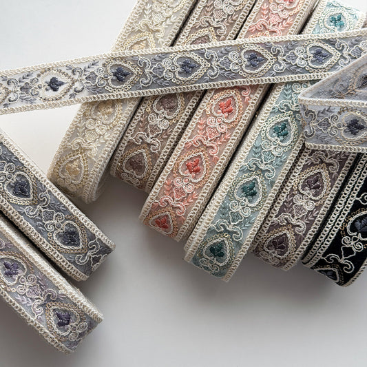 S371 インド刺繍リボン 3.5cm幅 チュール ザリ