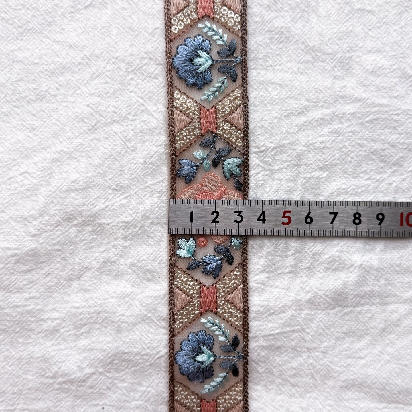 S405 インド刺繍リボン 3.5cm幅 チュール