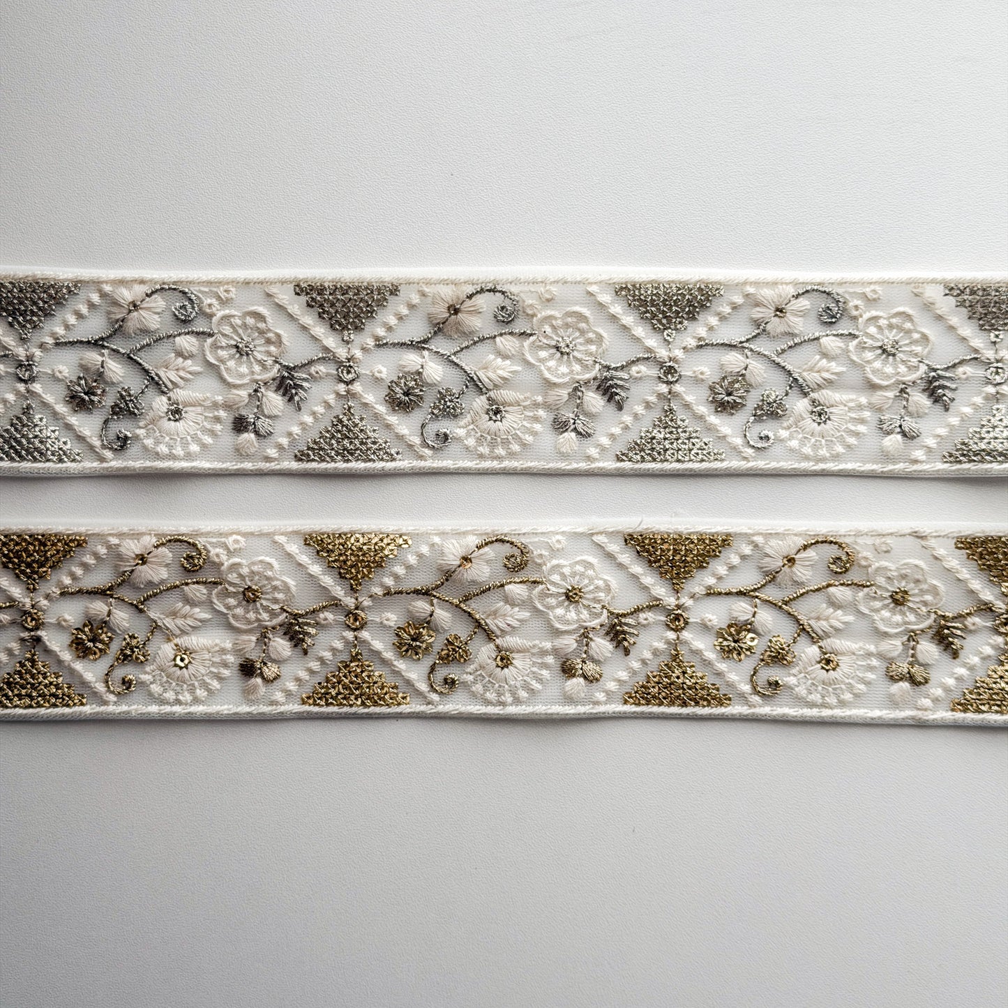 S395 インド刺繍リボン 4.5cm幅 チュール